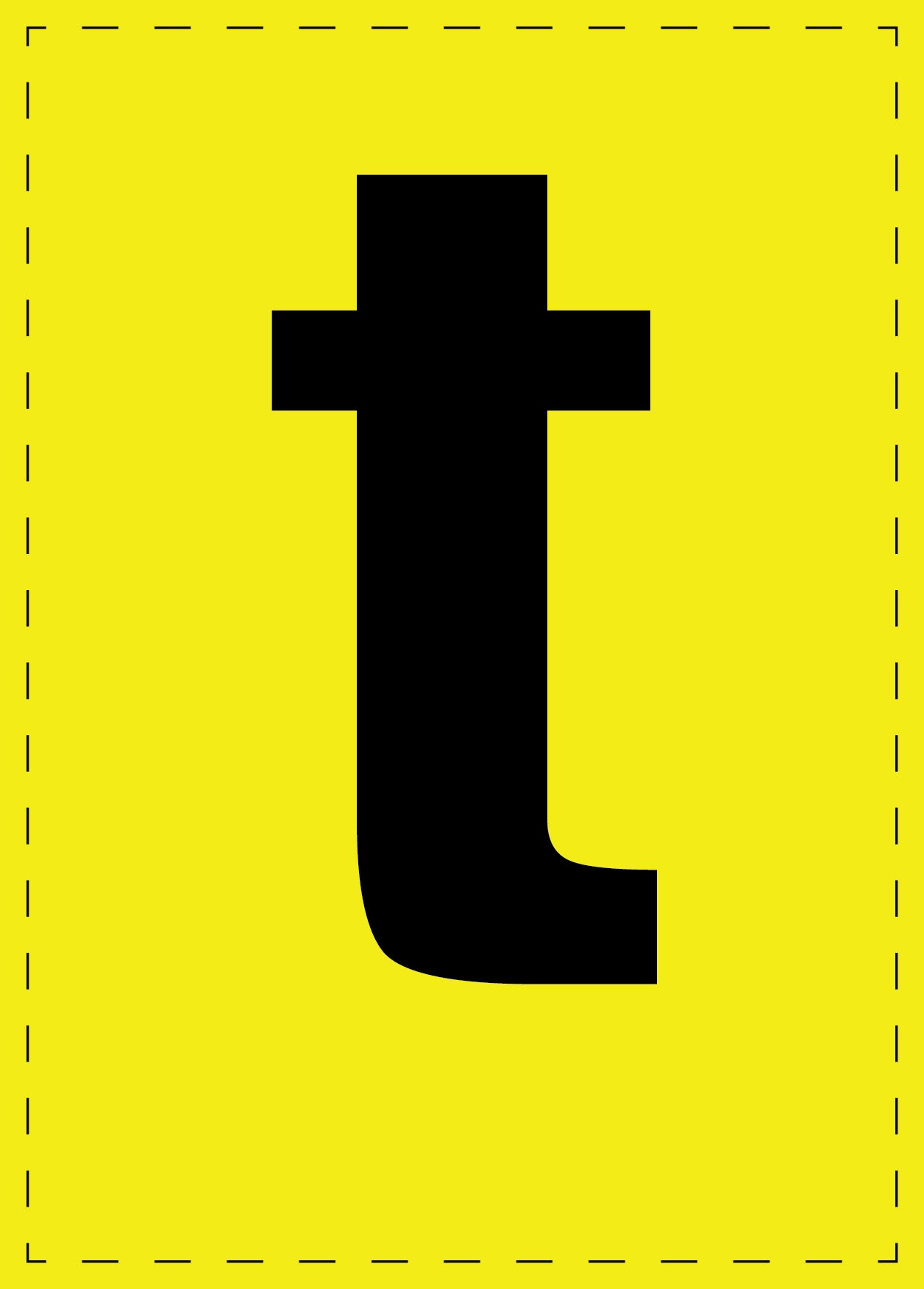 Buchstabe t Klebebuchstaben und Zahlenaufkleber schwarze Schrift gelber Hintergrund ES-BGPVC-t-3