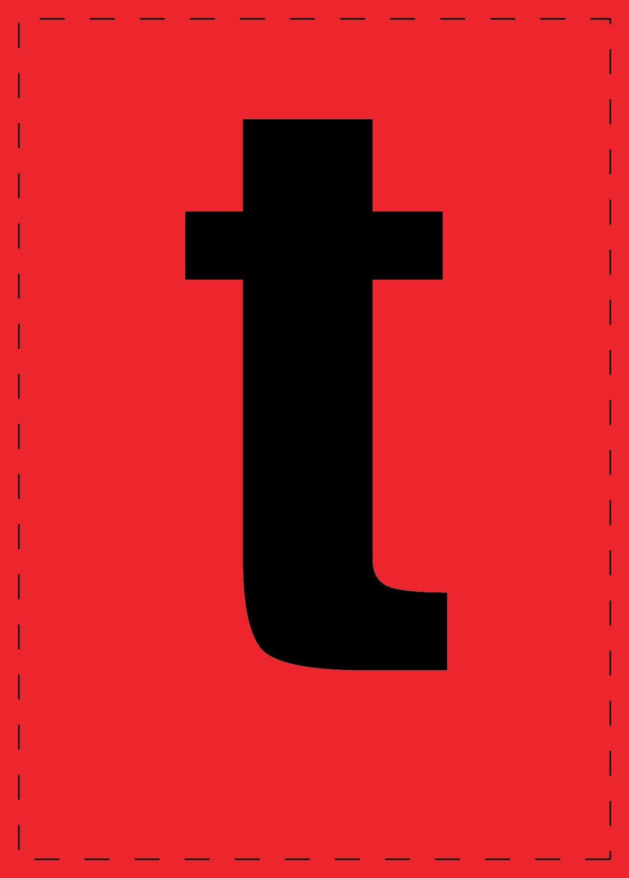 Buchstabe t Klebebuchstaben und Zahlenaufkleber schwarze Schrift roter Hintergrund ES-BKPVC-T