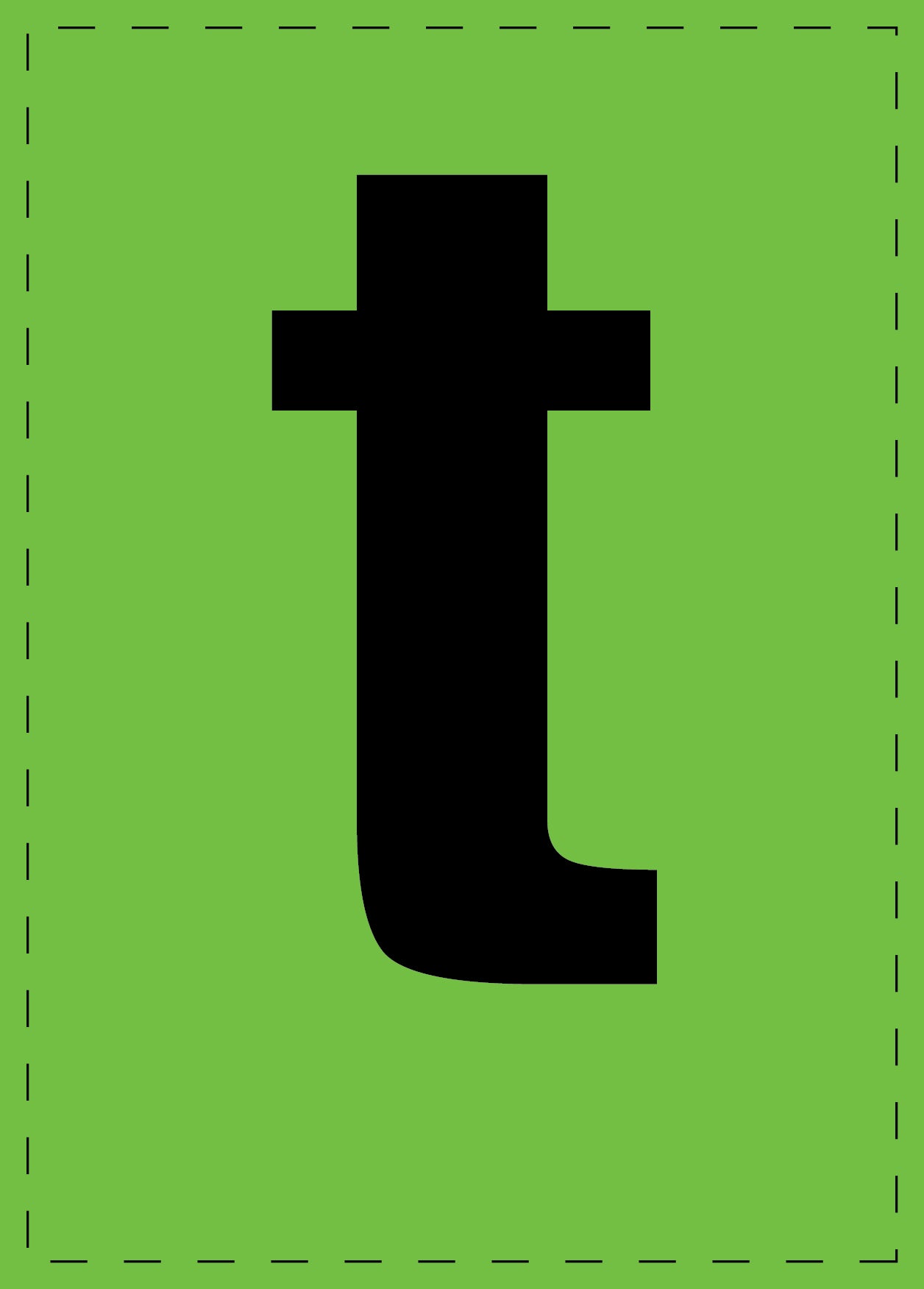 Buchstabe "t" Klebebuchstaben und Zahlenaufkleber schwarze Schrift grüner Hintergrund ES-BKPVC-T