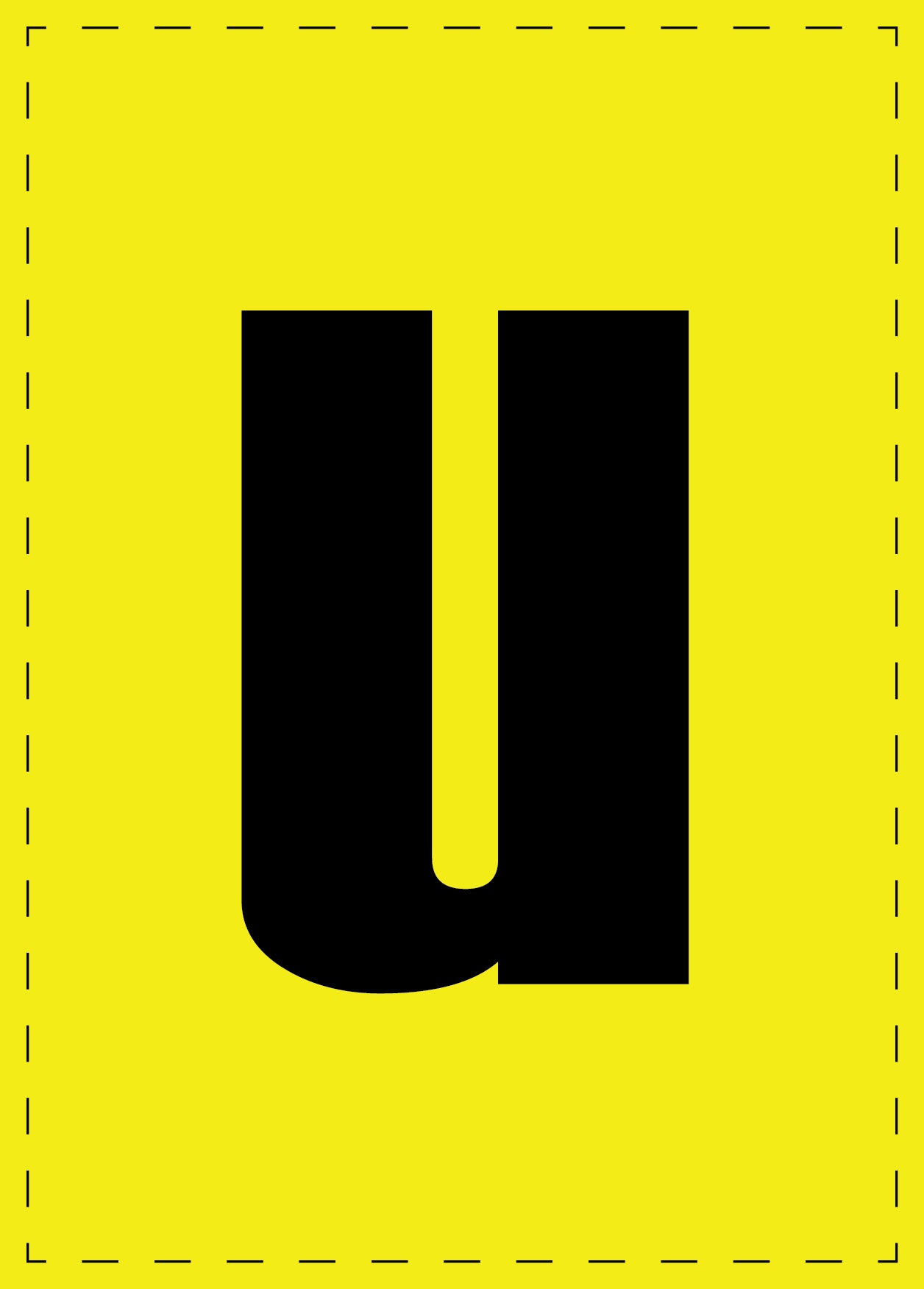 Buchstabe u Klebebuchstaben und Zahlenaufkleber schwarze Schrift gelber Hintergrund ES-BGPVC-u-3