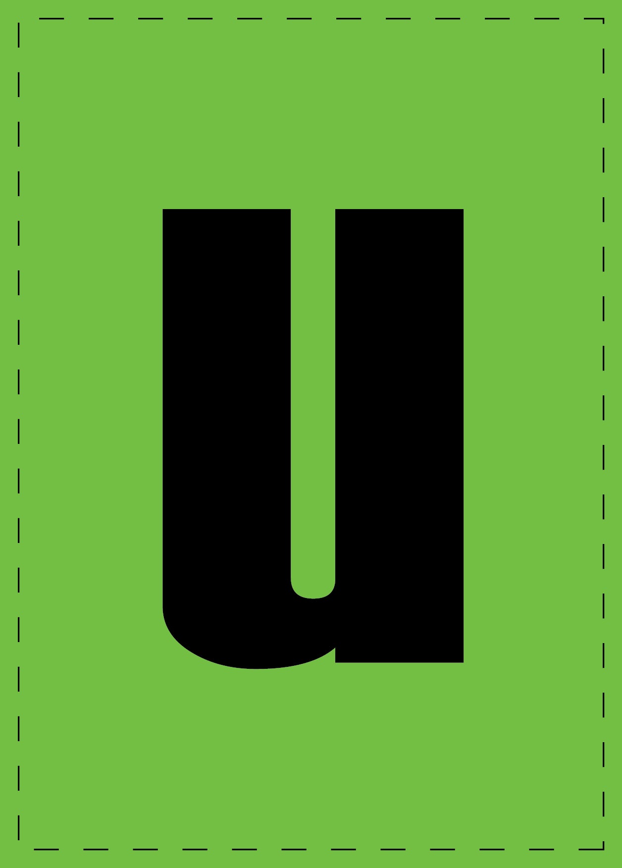 Buchstabe "u" Klebebuchstaben und Zahlenaufkleber schwarze Schrift grüner Hintergrund ES-BKPVC-U