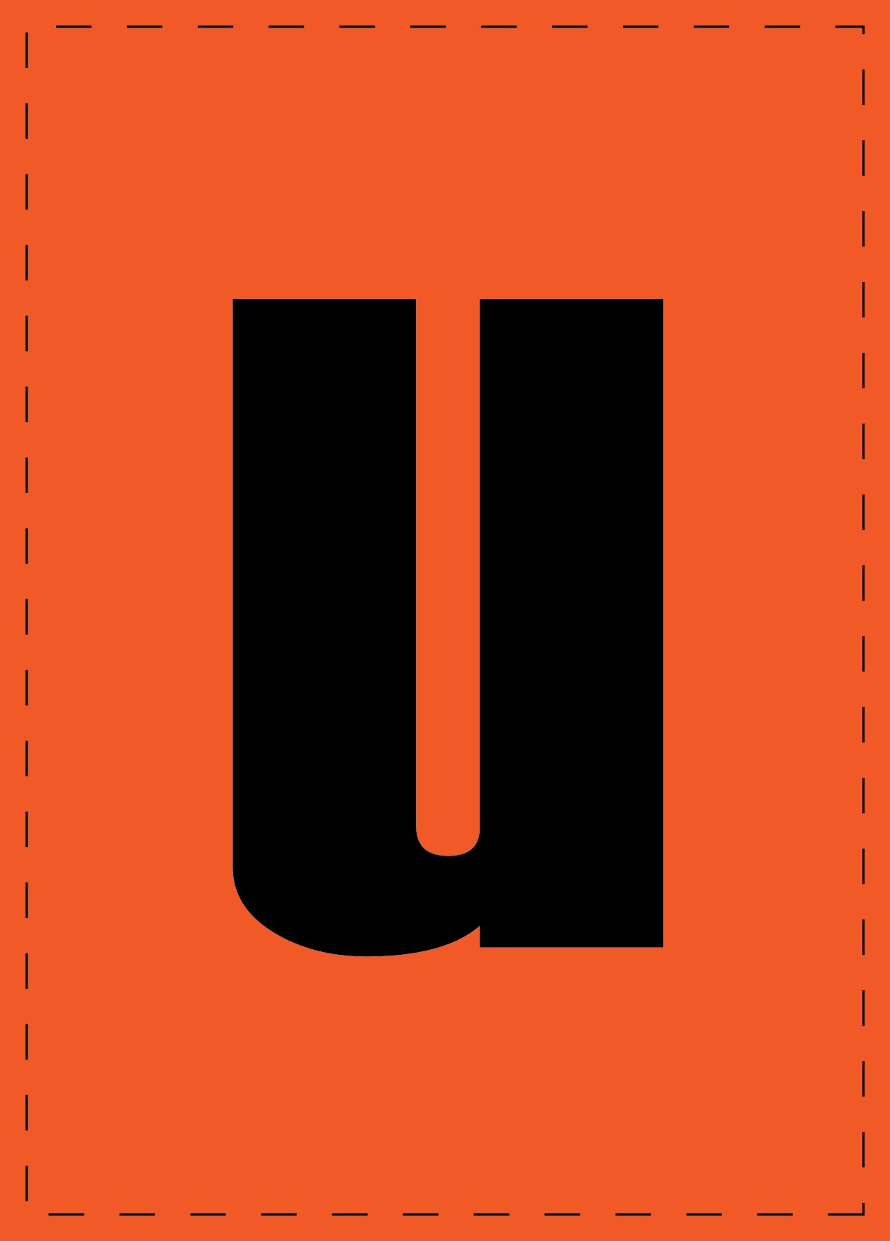 Klebebuchstaben "u" und Zahlenaufkleber schwarze Schrift orange Hintergrund ES-BKPVC-U