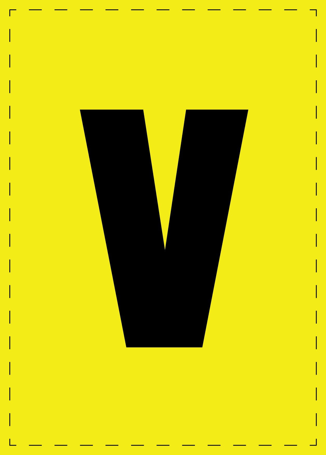 Buchstabe v Klebebuchstaben und Zahlenaufkleber schwarze Schrift gelber Hintergrund ES-BGPVC-v-3