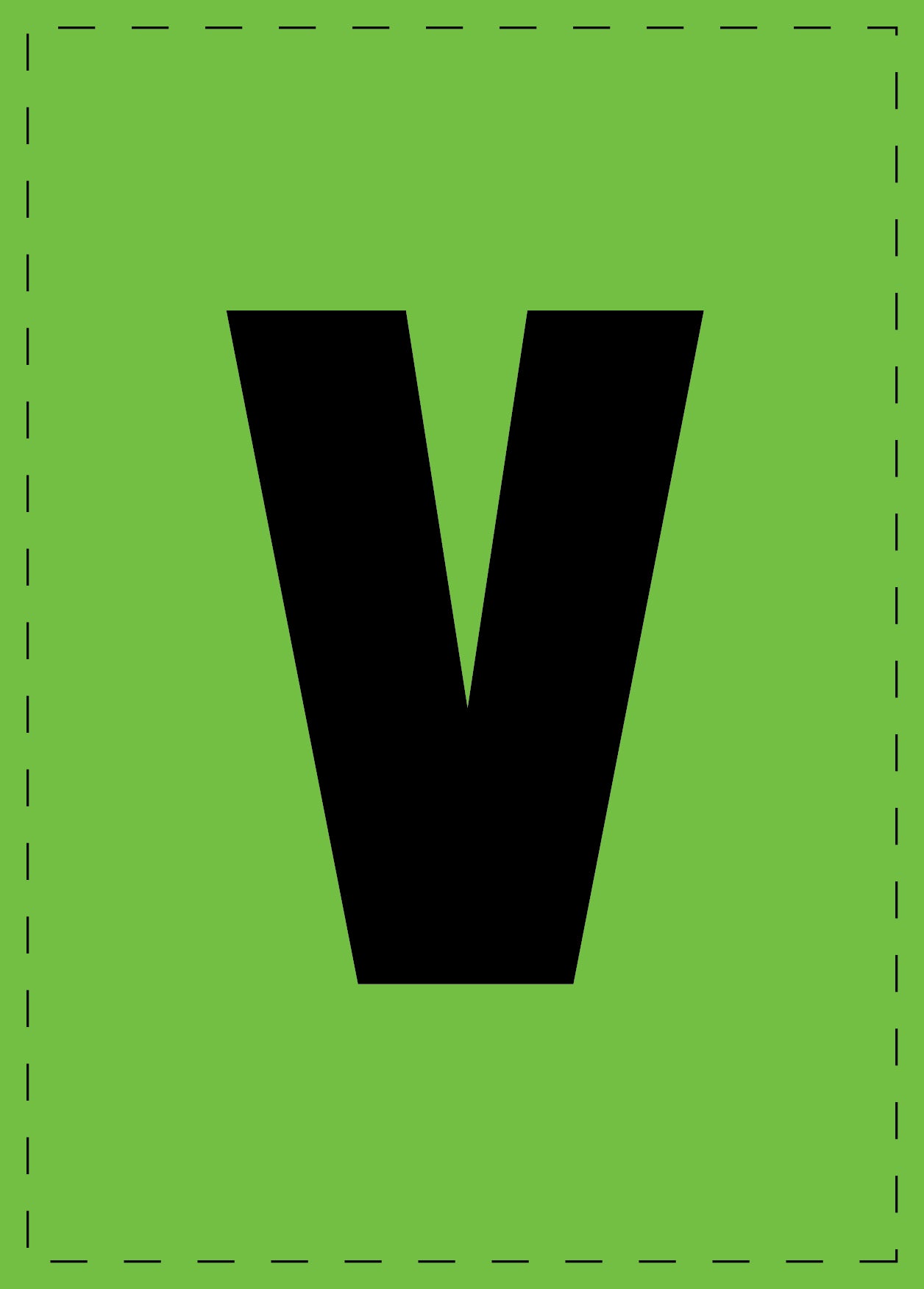 Buchstabe "v" Klebebuchstaben und Zahlenaufkleber schwarze Schrift grüner Hintergrund ES-BKPVC-V