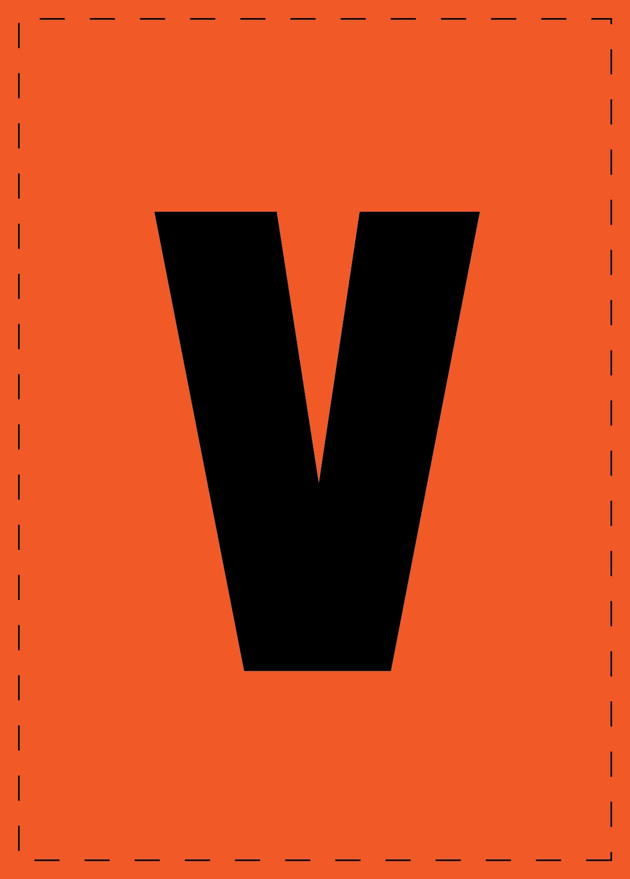 Klebebuchstaben "v" und Zahlenaufkleber schwarze Schrift orange Hintergrund ES-BKPVC-V