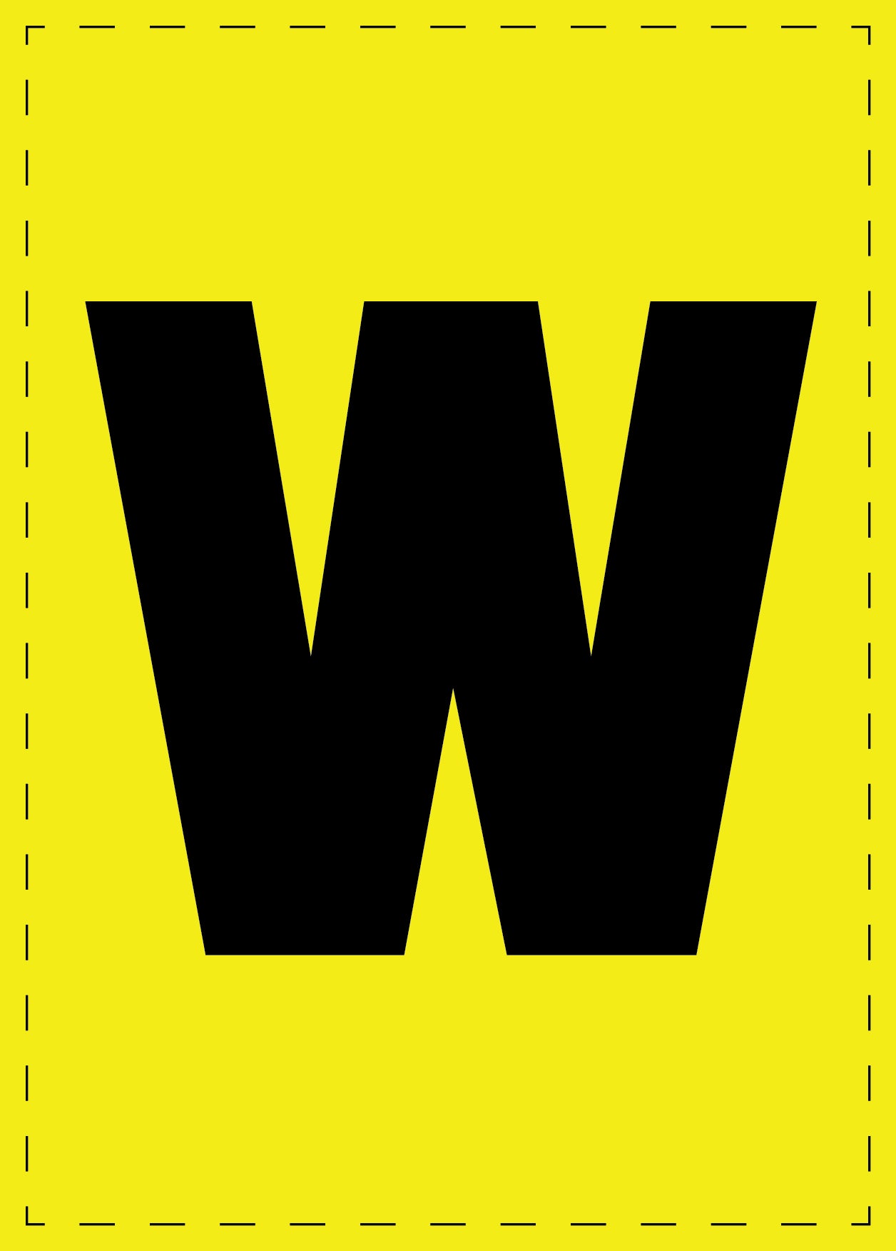 Buchstabe w Klebebuchstaben und Zahlenaufkleber schwarze Schrift gelber Hintergrund ES-BGPVC-w-3