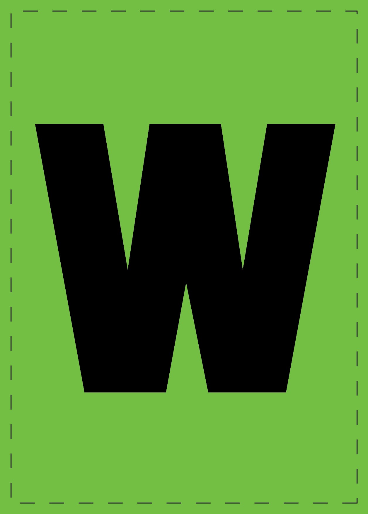Buchstabe "w" Klebebuchstaben und Zahlenaufkleber schwarze Schrift grüner Hintergrund ES-BKPVC-W