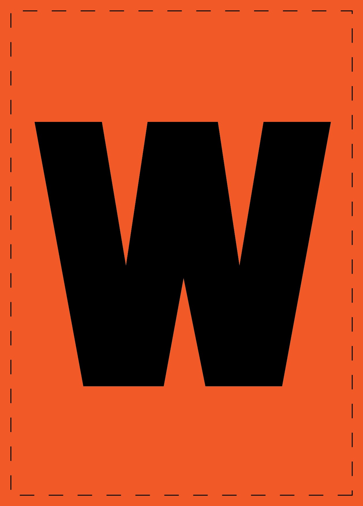 Klebebuchstaben "w" und Zahlenaufkleber schwarze Schrift orange Hintergrund ES-BKPVC-W