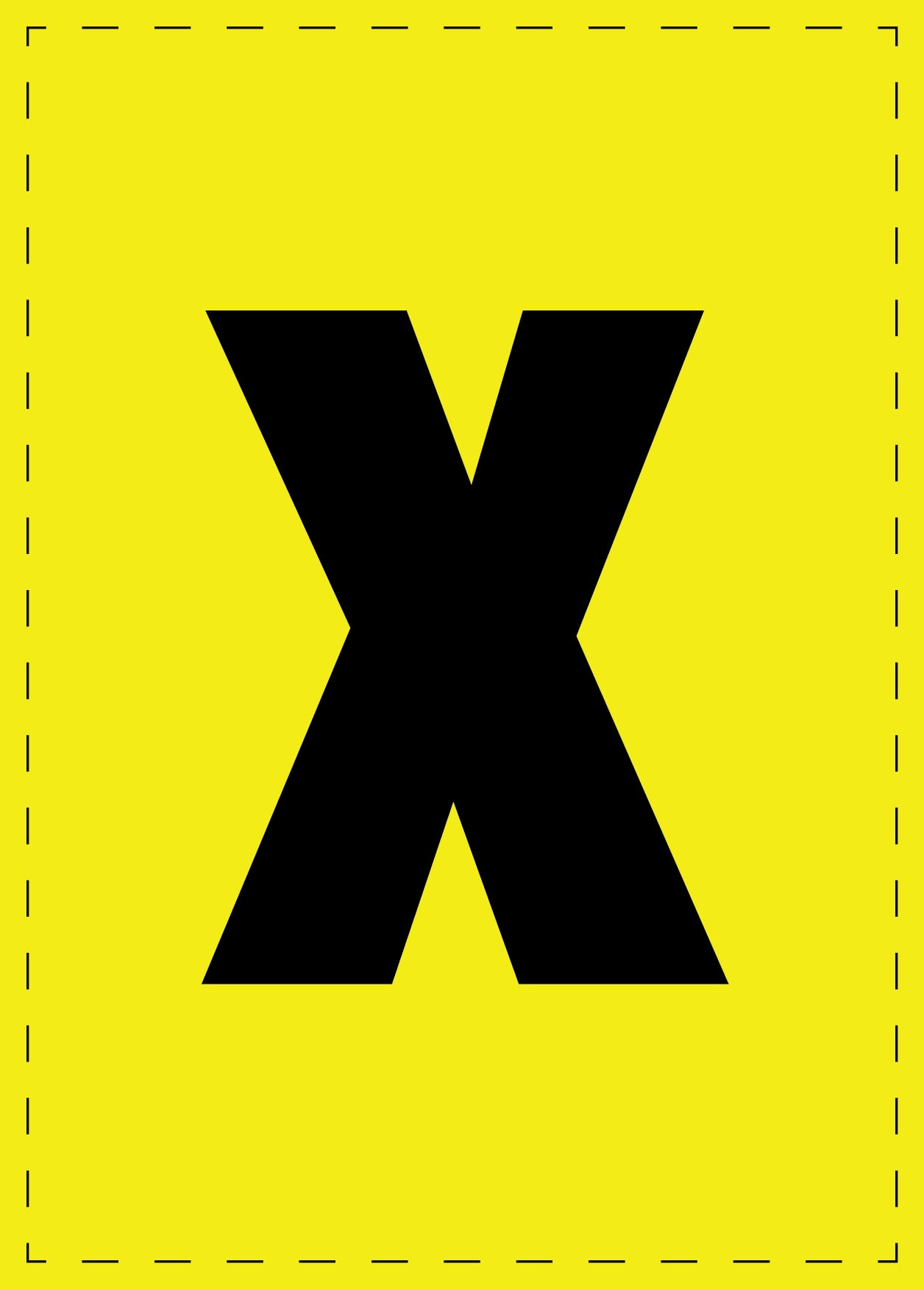 Buchstabe x Klebebuchstaben und Zahlenaufkleber schwarze Schrift gelber Hintergrund ES-BGPVC-x-3