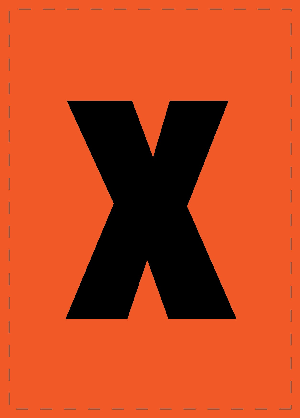 Klebebuchstaben "x" und Zahlenaufkleber schwarze Schrift orange Hintergrund ES-BKPVC-X