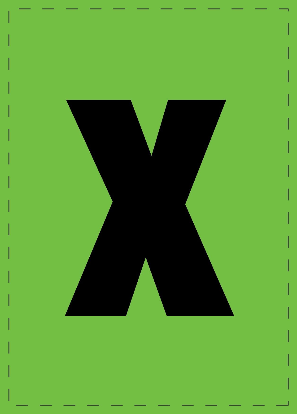 Buchstabe "x" Klebebuchstaben und Zahlenaufkleber schwarze Schrift grüner Hintergrund ES-BKPVC-X