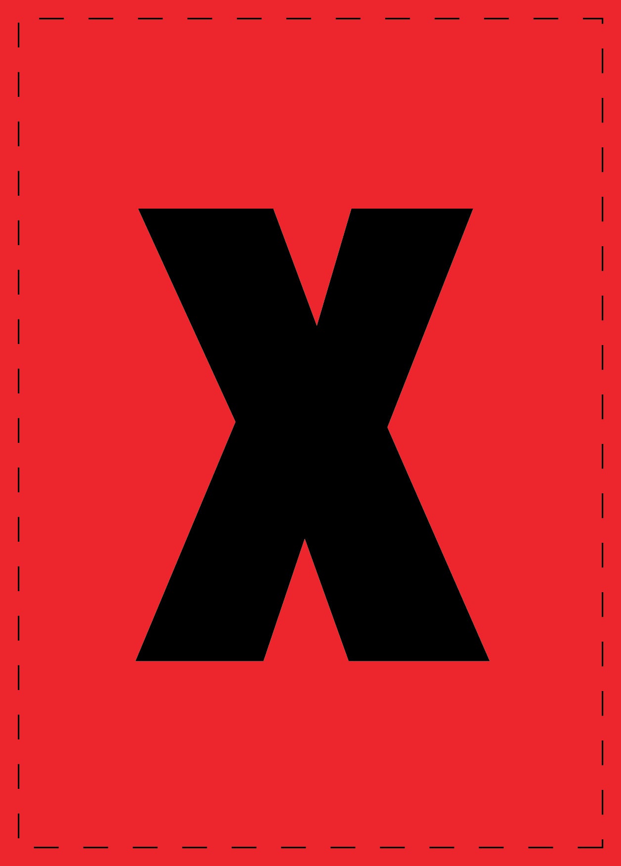 Buchstabe X Klebebuchstaben und Zahlenaufkleber schwarze Schrift roter Hintergrund ES-BKPVC-X