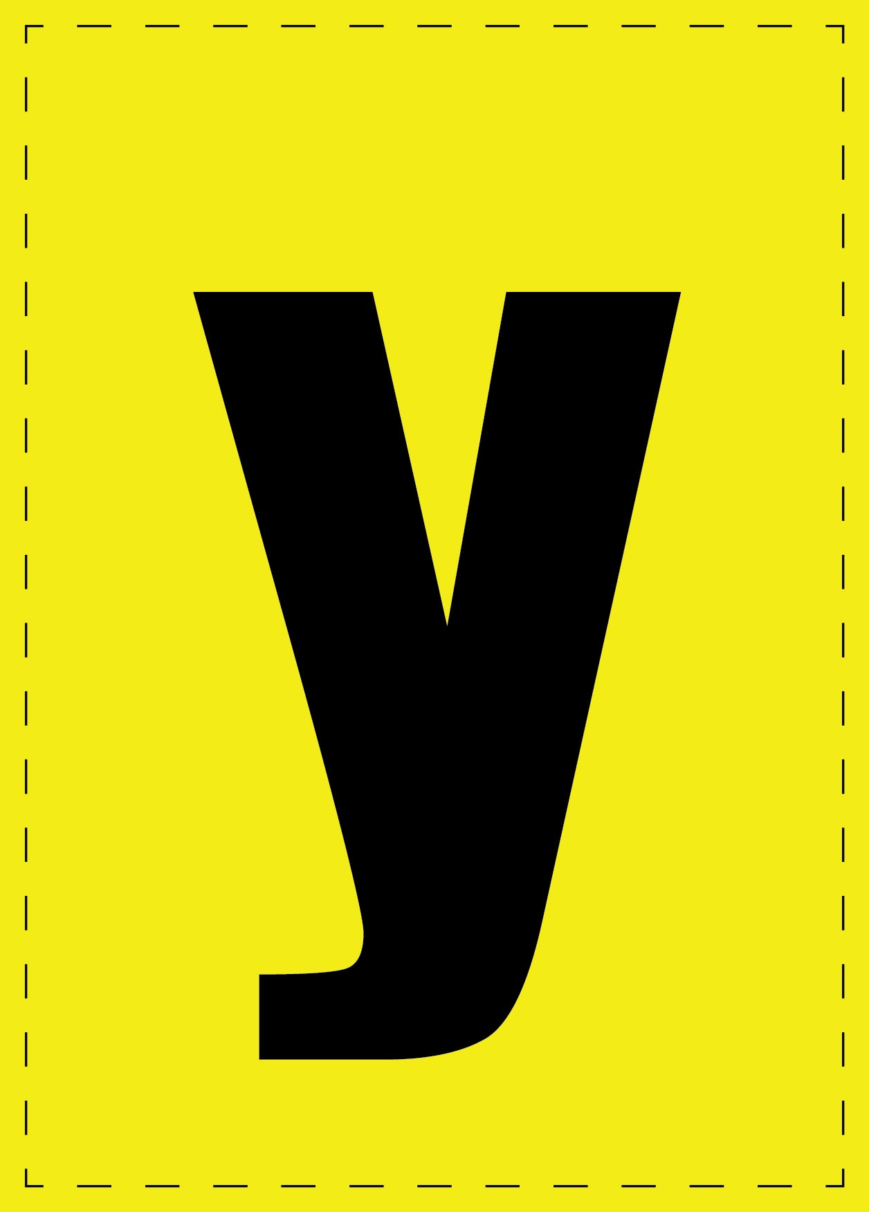 Buchstabe y Klebebuchstaben und Zahlenaufkleber schwarze Schrift gelber Hintergrund ES-BGPVC-y-3