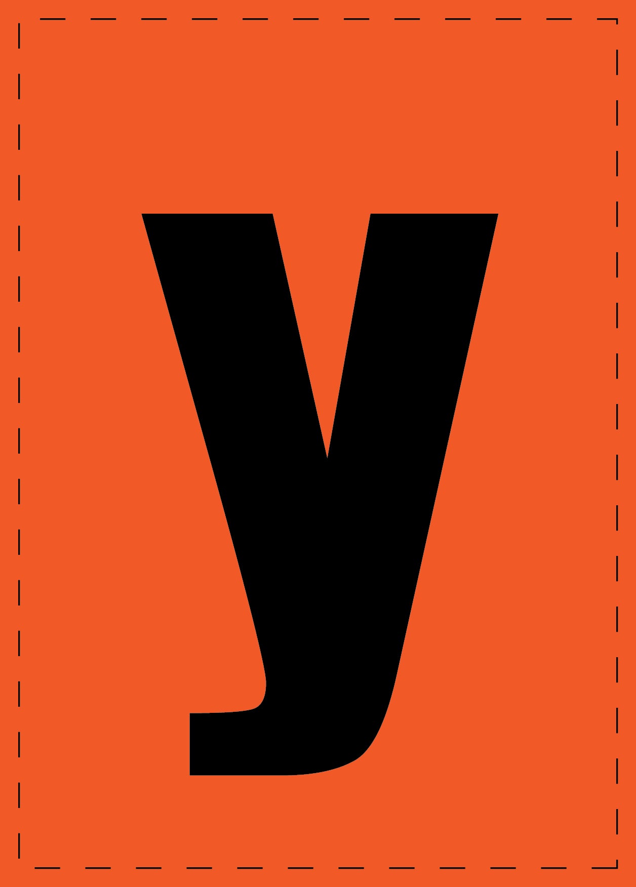 Klebebuchstaben "y" und Zahlenaufkleber schwarze Schrift orange Hintergrund ES-BKPVC-Y