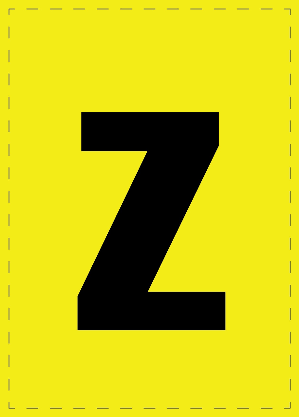 Buchstabe z Klebebuchstaben und Zahlenaufkleber schwarze Schrift gelber Hintergrund ES-BGPVC-z-3