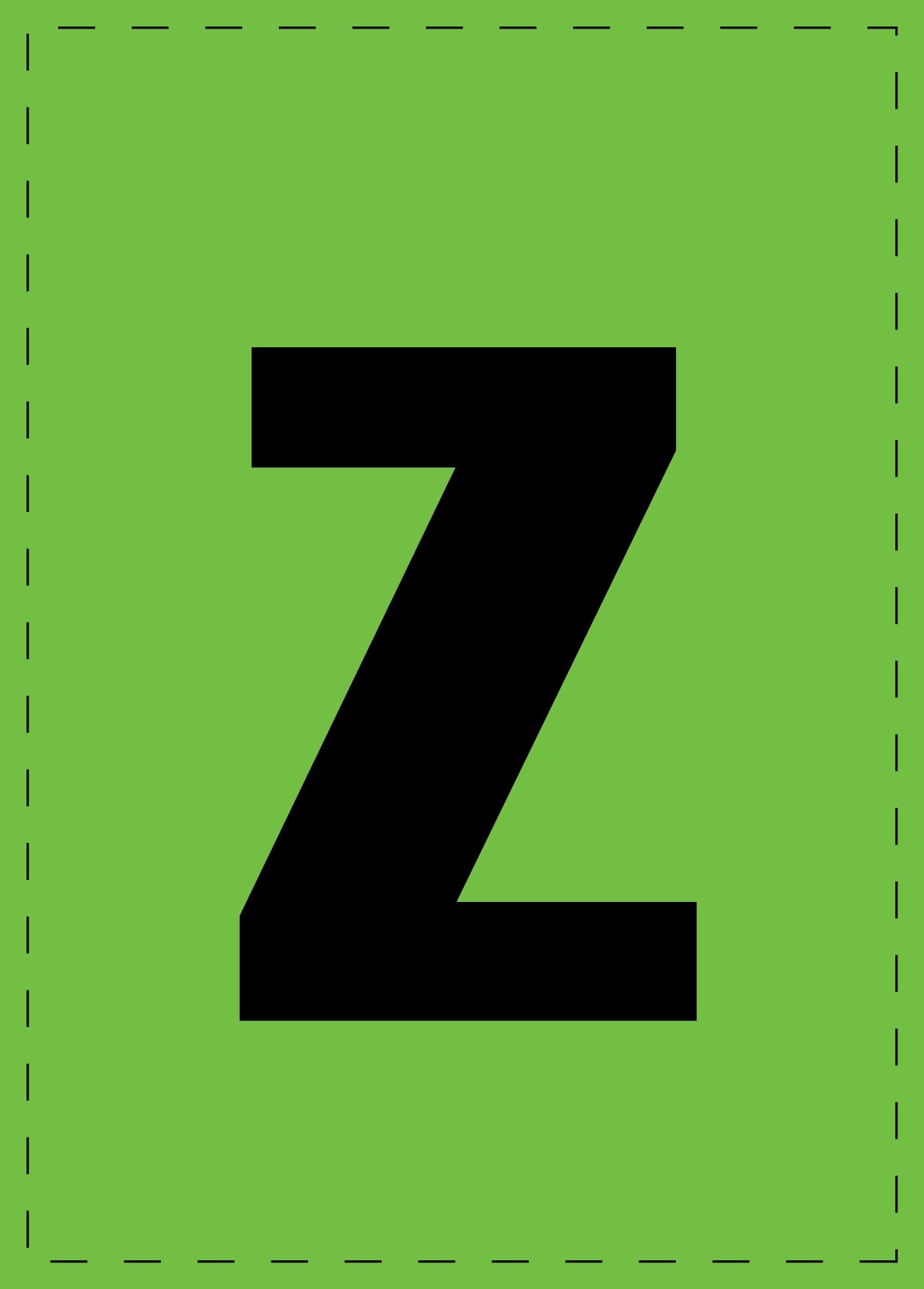 Buchstabe "z" Klebebuchstaben und Zahlenaufkleber schwarze Schrift grüner Hintergrund ES-BKPVC-Z