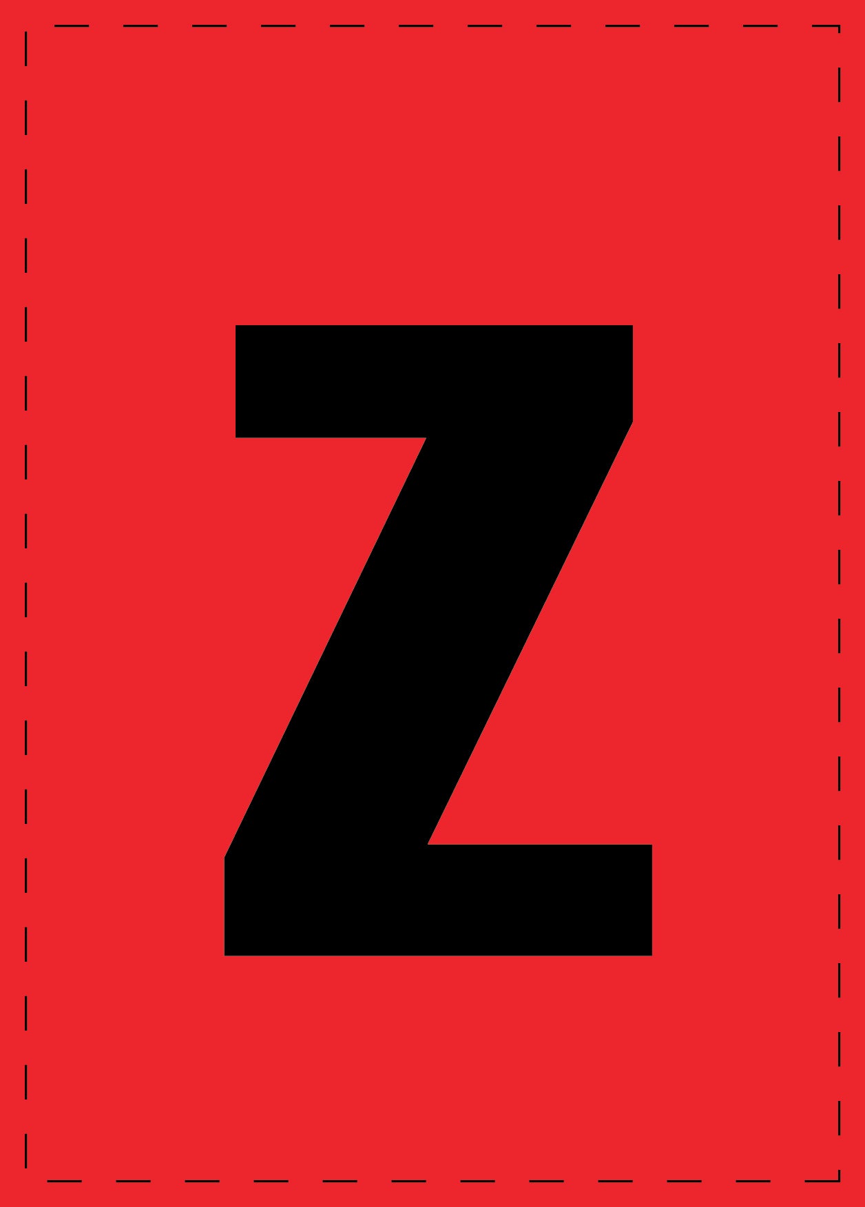 Buchstabe z Klebebuchstaben und Zahlenaufkleber schwarze Schrift roter Hintergrund ES-BKPVC-Z