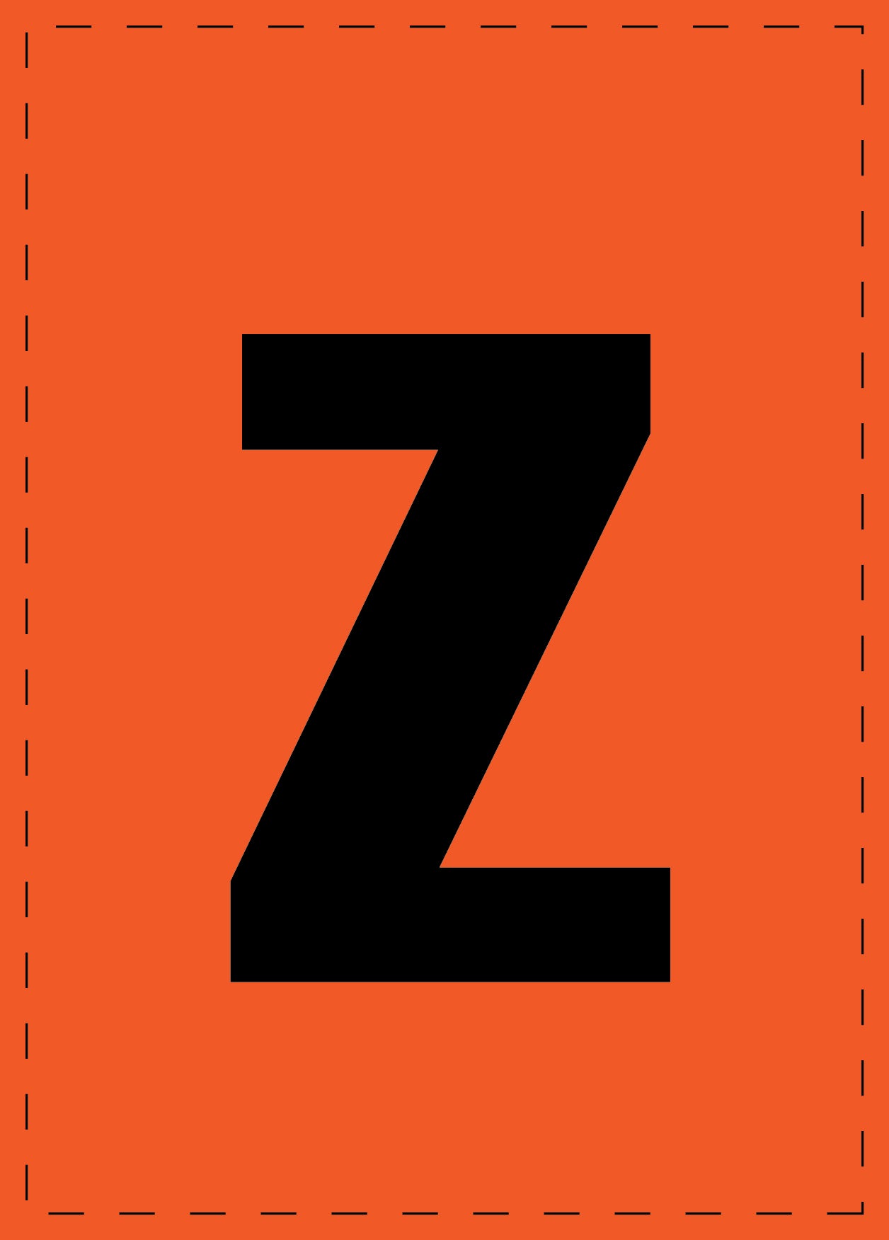 Klebebuchstaben "z" und Zahlenaufkleber schwarze Schrift orange Hintergrund ES-BKPVC-Z