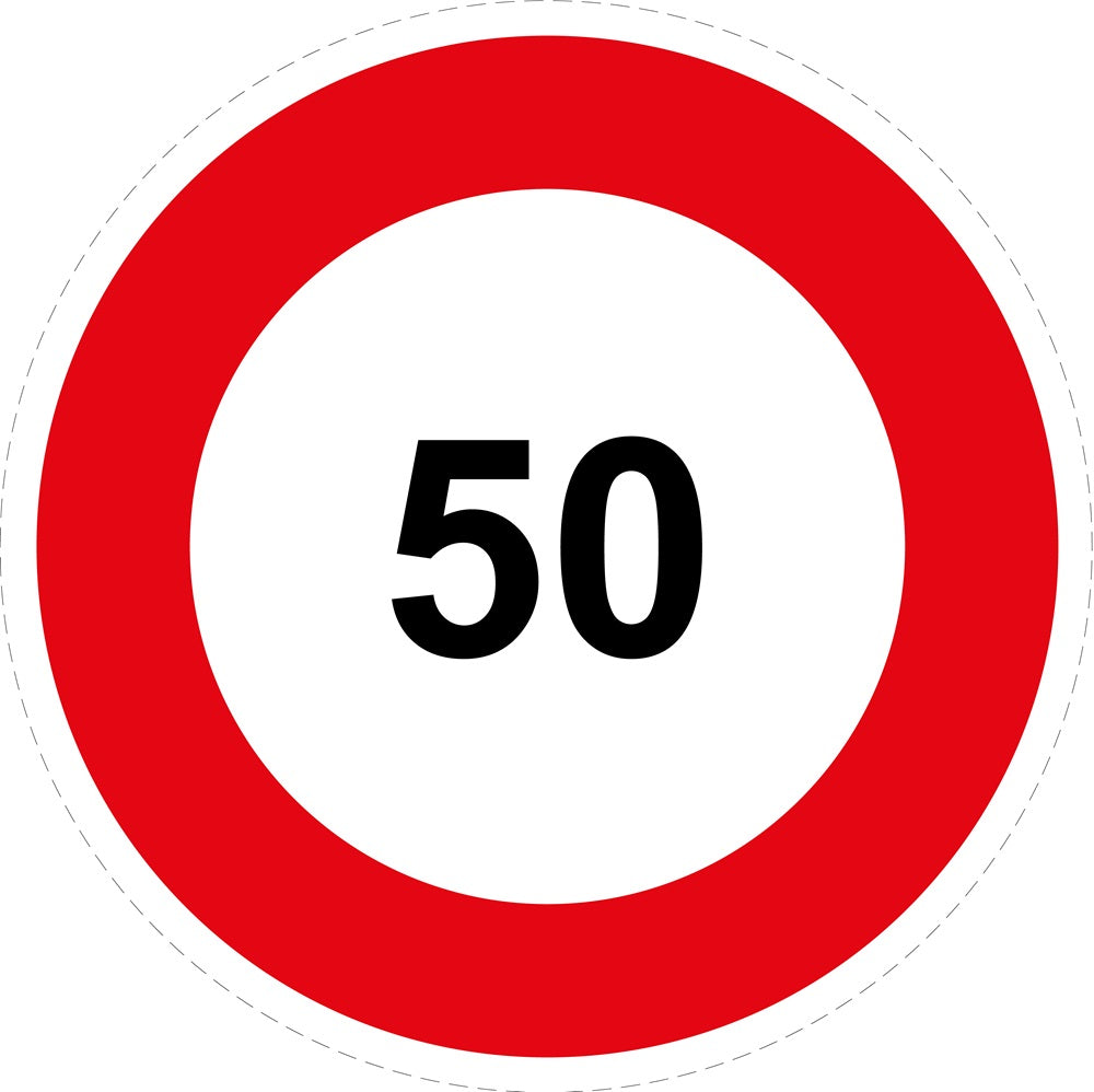 Reifen Geschwindigkeitsaufkleber "50 roter Rand" ES-CAR1000-50