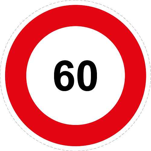 Reifen Geschwindigkeitsaufkleber "60 roter Rand" ES-CAR1000-60