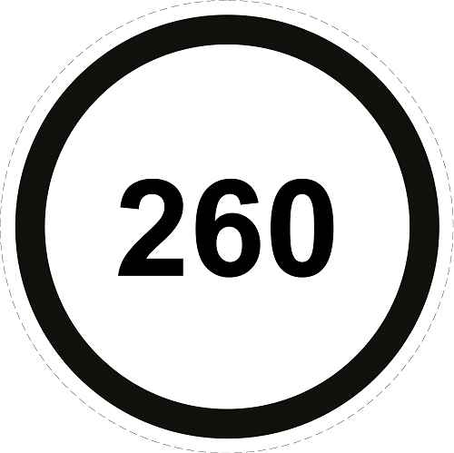 Geschwindigkeitsaufkleber "260 schwarzer Rand" ES-CAR1500-260
