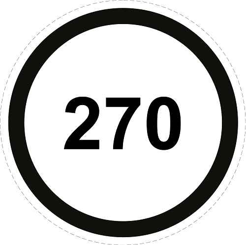 Geschwindigkeitsaufkleber "270 schwarzer Rand" ES-CAR1500-270