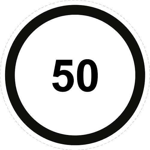 Reifen Geschwindigkeitsaufkleber "50 schwarzer Rand" ES-CAR1500-50