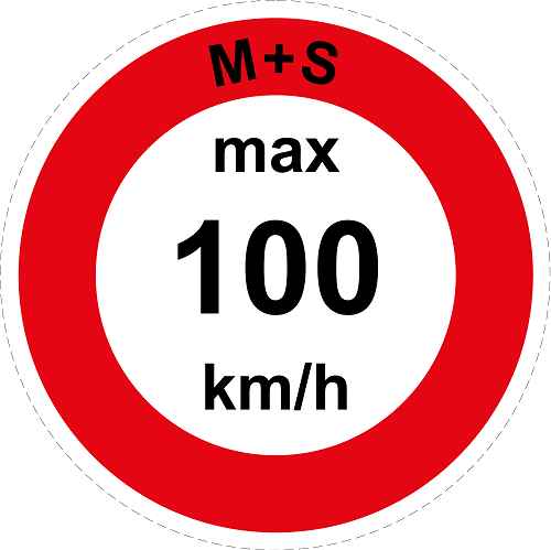 Geschwindigkeitsaufkleber "M+S max 100 km/h roter Rand" ES-CAR1600-100