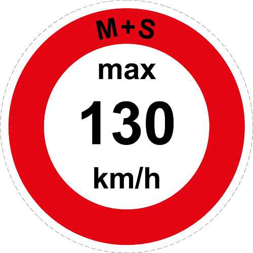 Geschwindigkeitsaufkleber "M+S max 130 km/h roter Rand" ES-CAR1600-130