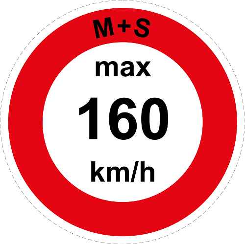 Geschwindigkeitsaufkleber "M+S max 160 km/h roter Rand" ES-CAR1600-160