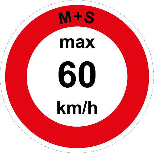 Geschwindigkeitsaufkleber "M+S max 60 km/h roter Rand" ES-CAR1600-60