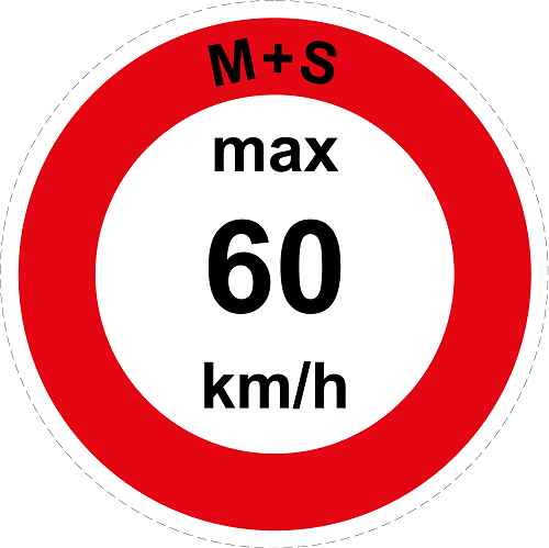 Geschwindigkeitsaufkleber "M+S max 60 km/h roter Rand" ES-CAR1600-60