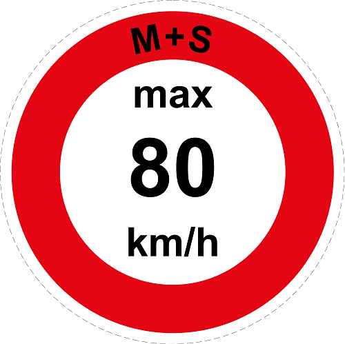 Geschwindigkeitsaufkleber "M+S max 80 km/h roter Rand" ES-CAR1600-80