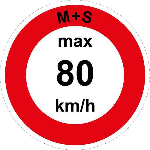 Geschwindigkeitsaufkleber "M+S max 80 km/h roter Rand" ES-CAR1600-80