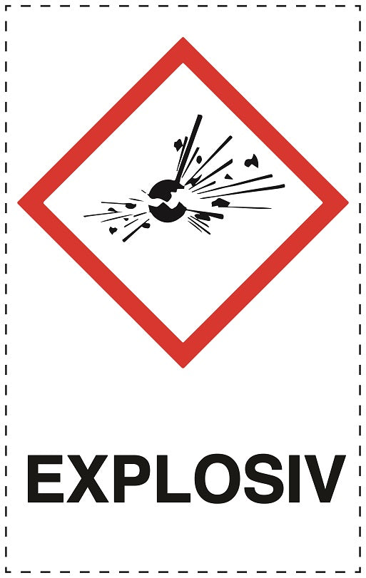 1000 Aufkleber "Explosiv" 2.4x3.9 cm bis 4,2x6,8 cm, aus Papier oder Plastik ES-GHS-01-1000-0