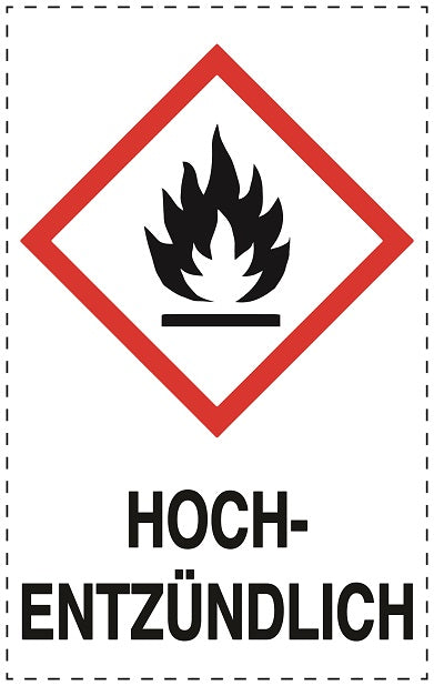 1000 Aufkleber "Hochentzündlich" 2.4x3.9 cm bis 4,2x6,8 cm, aus Papier oder Plastik ES-GHS-02-1010-0