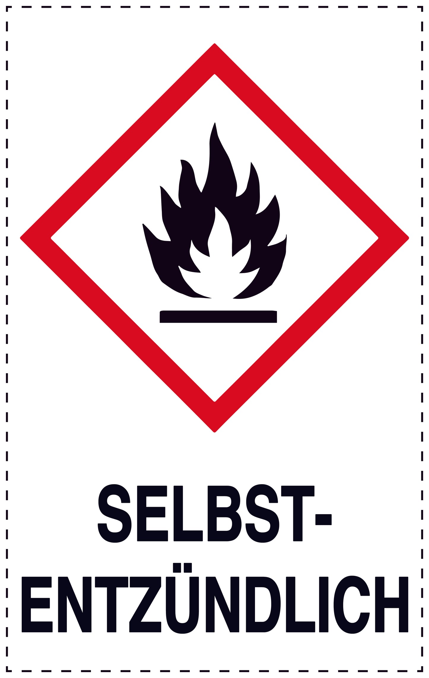 1000 Aufkleber "Selbstentzündlich" 2.4x3.9 cm bis 4,2x6,8 cm, aus Papier oder Plastik ES-GHS-02-1020-0