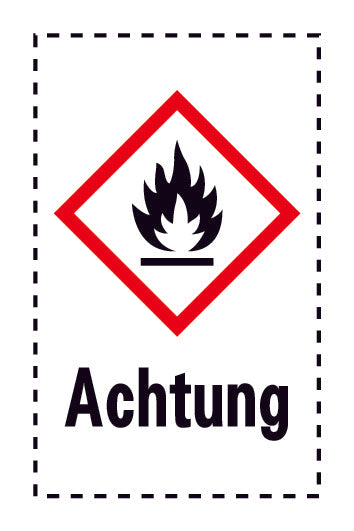 Aufkleber " Achtung" 2.4x3.9 cm bis 15x24 cm, aus Papier oder Plastik ES-GHS-02-15-Achtung