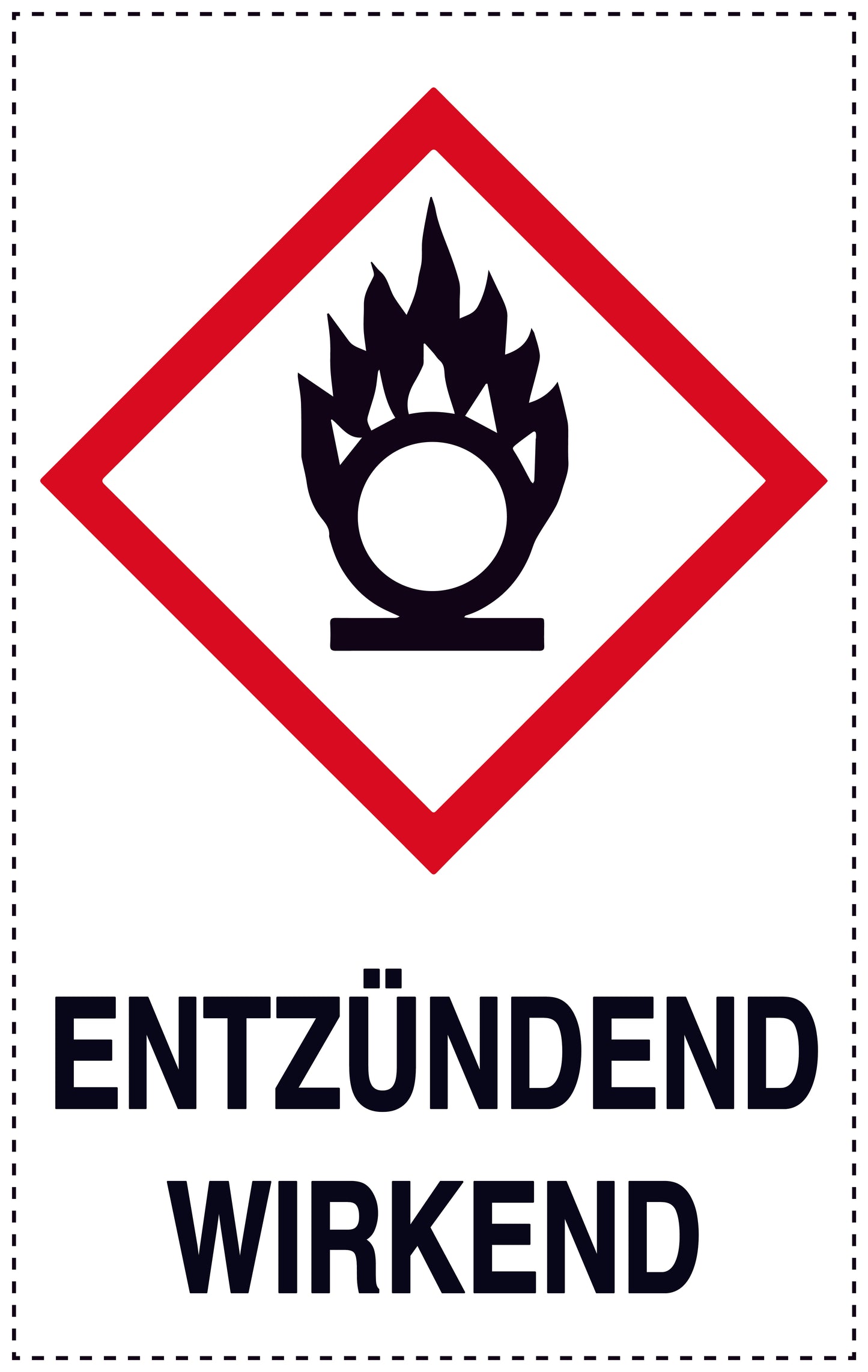 1000 Aufkleber "Entzündend Wirkend" 2.4x3.9 cm bis 4,2x6,8 cm, aus Papier oder Plastik ES-GHS-03-1000-0