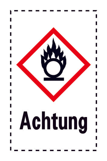 1000 Aufkleber "Achtung Oxidierend" 2.4x3.9 cm bis 4,2x6,8 cm, aus Papier oder Plastik ES-GHS-03-Achtung
