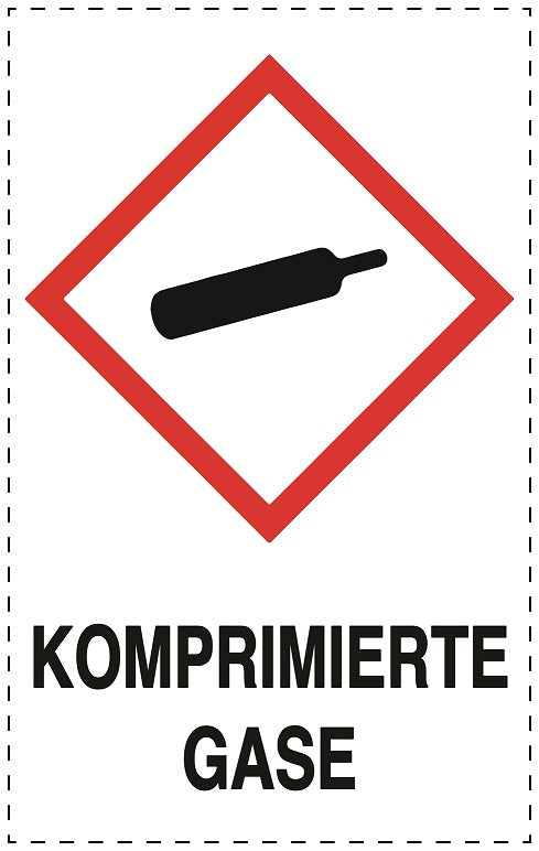 1000 Aufkleber "Komprimierte Gase" 2.4x3.9 cm bis 4,2x6,8 cm, aus Papier oder Plastik ES-GHS-04-1000-0