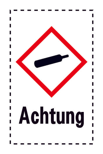 1000 Aufkleber "Achtung Komprimierte Gase" 2.4x3.9 cm bis 4,2x6,8 cm, aus Papier oder Plastik ES-GHS-04-Achtung