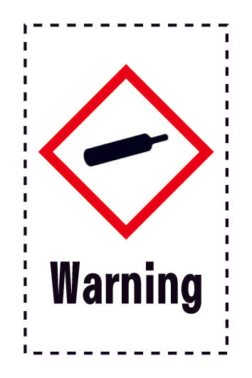 1000 Aufkleber "Warning Komprimierte Gase" 2.4x3.9 cm bis 4,2x6,8 cm, aus Papier oder Plastik ES-GHS-04-Warning
