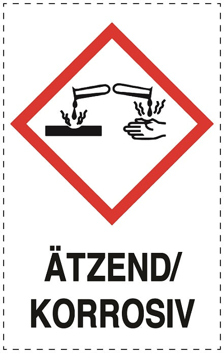 1000 Aufkleber "Ätzend/ Korrosiv" 2.4x3.9 cm bis 4,2x6,8 cm, aus Papier oder Plastik ES-GHS-05-1010-0