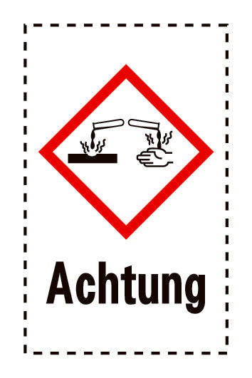 Aufkleber " Achtung" 2.4x3.9 cm bis 15x24 cm, aus Papier oder Plastik ES-GHS-05-15-Achtung