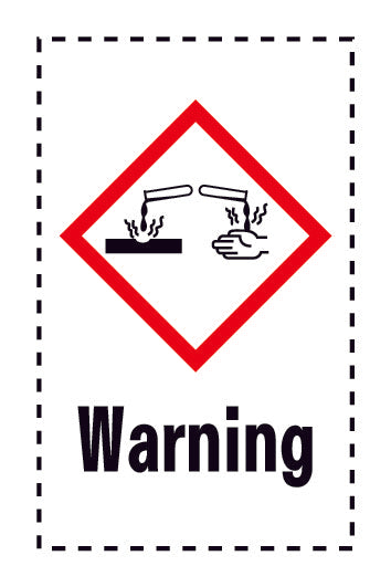 1000 Aufkleber "Warning Ätzend Reizend" 2.4x3.9 cm bis 4,2x6,8 cm, aus Papier oder Plastik ES-GHS-05-Warning