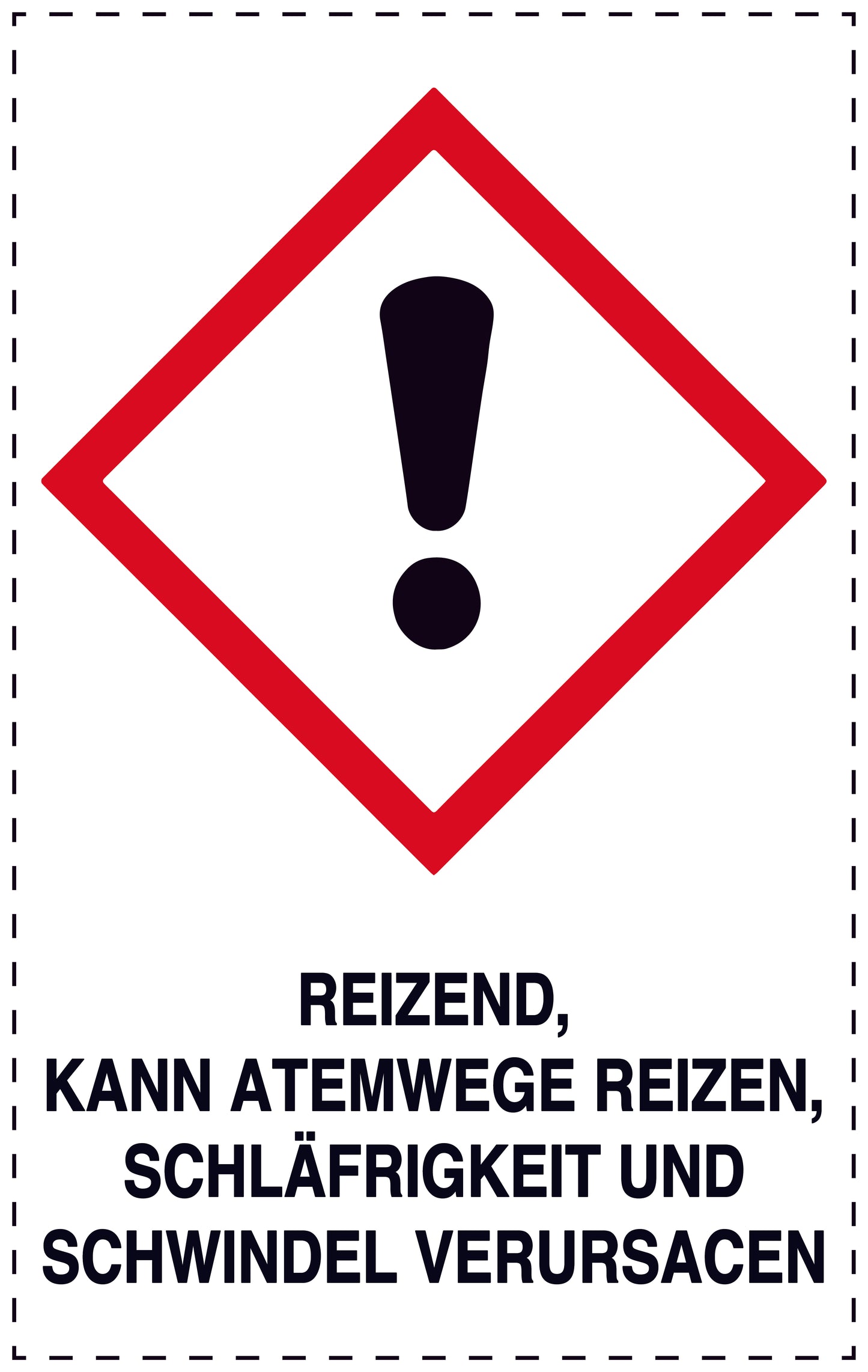 1000 Aufkleber "Reizend, kann Atemwege reizen, Schläfrigkeit und Schwindel verursachen" 2.4x3.9 cm bis 4,2x6,8 cm, aus Papier oder Plastik ES-GHS-07-1010-0
