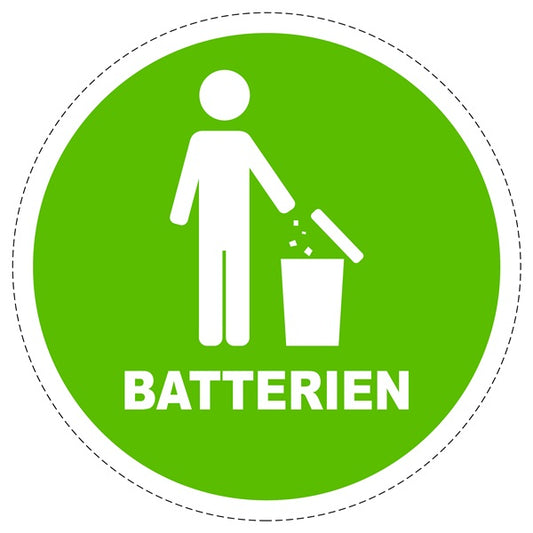 Mülltrennungsaufkleber "Batterien" 2-7 cm aus PVC Plastik, ES-GRPWA-5800-67