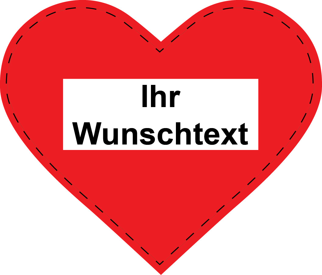 Herzaufkleber 7 und 10cm mit Wunschtext bedruckt ES-HERZN0