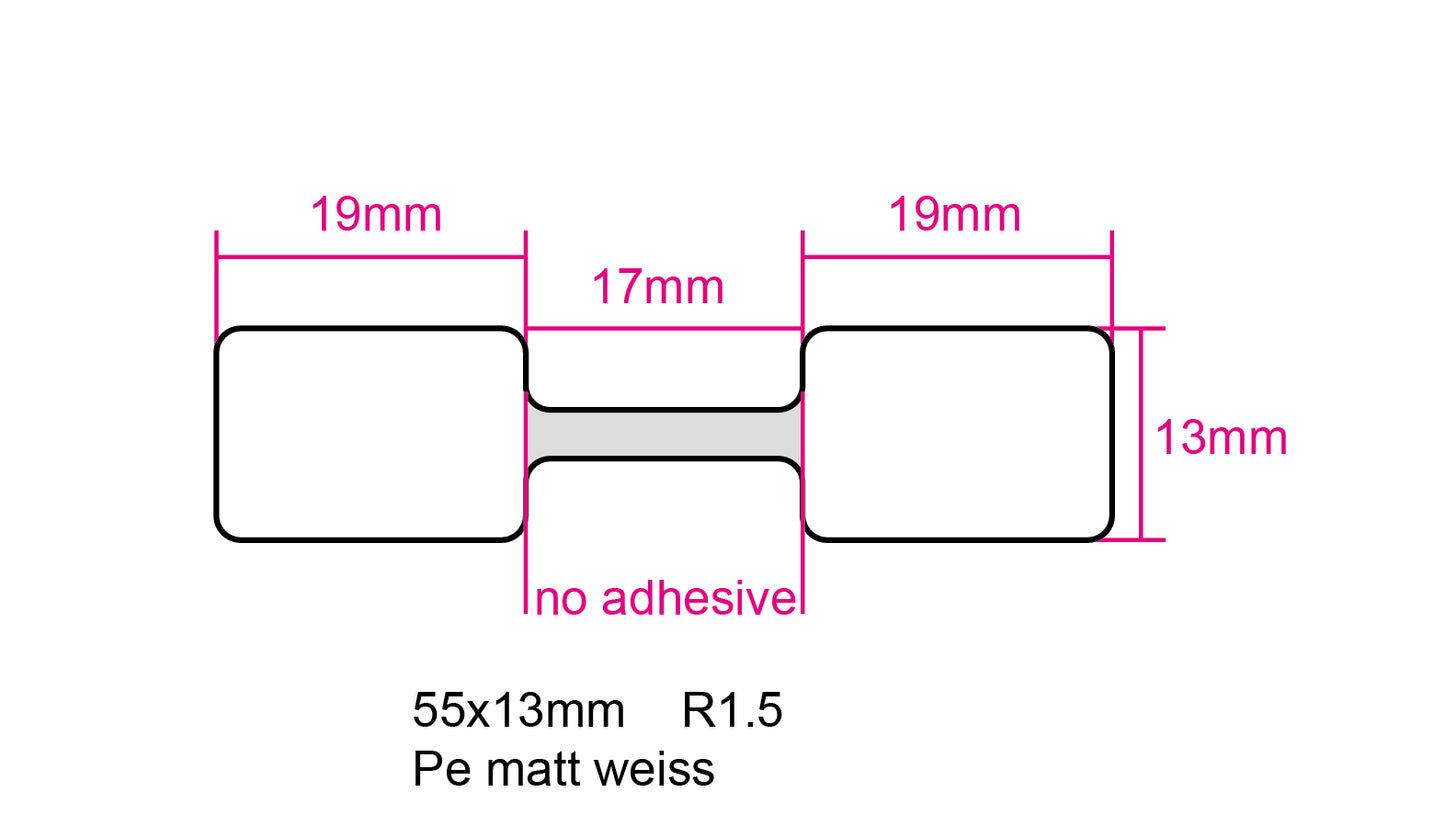 1000 Schmuck-/Juwelieretiketten, Ringetiketten, 55x13mm, auf Rolle aus Plastik. stark haftend, ES-Ju-PE-5513-0